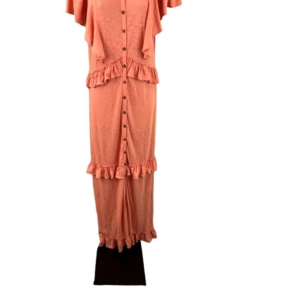 Express Orange Tiered Ruffled Button Front Maxi D… - image 8